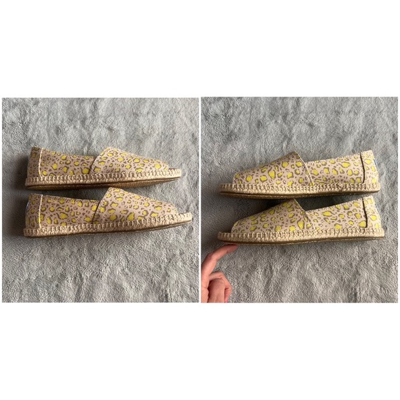 TOMS Alpargata Open Toe Espadrille Sandal Bobcat Limeade Animal Print Neon Shoe - Picture 5 of 13